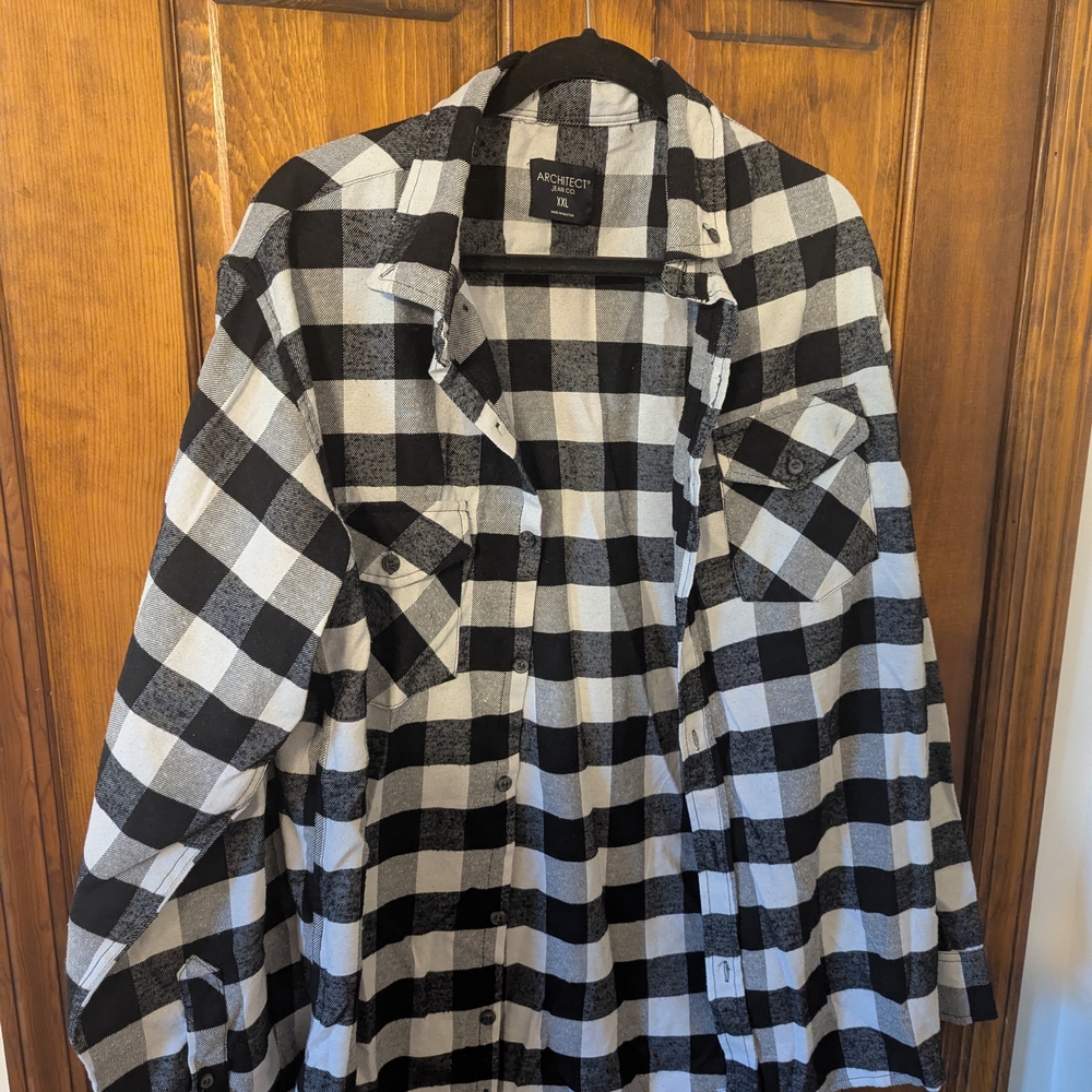 Men's Black and White Checkered Shirt